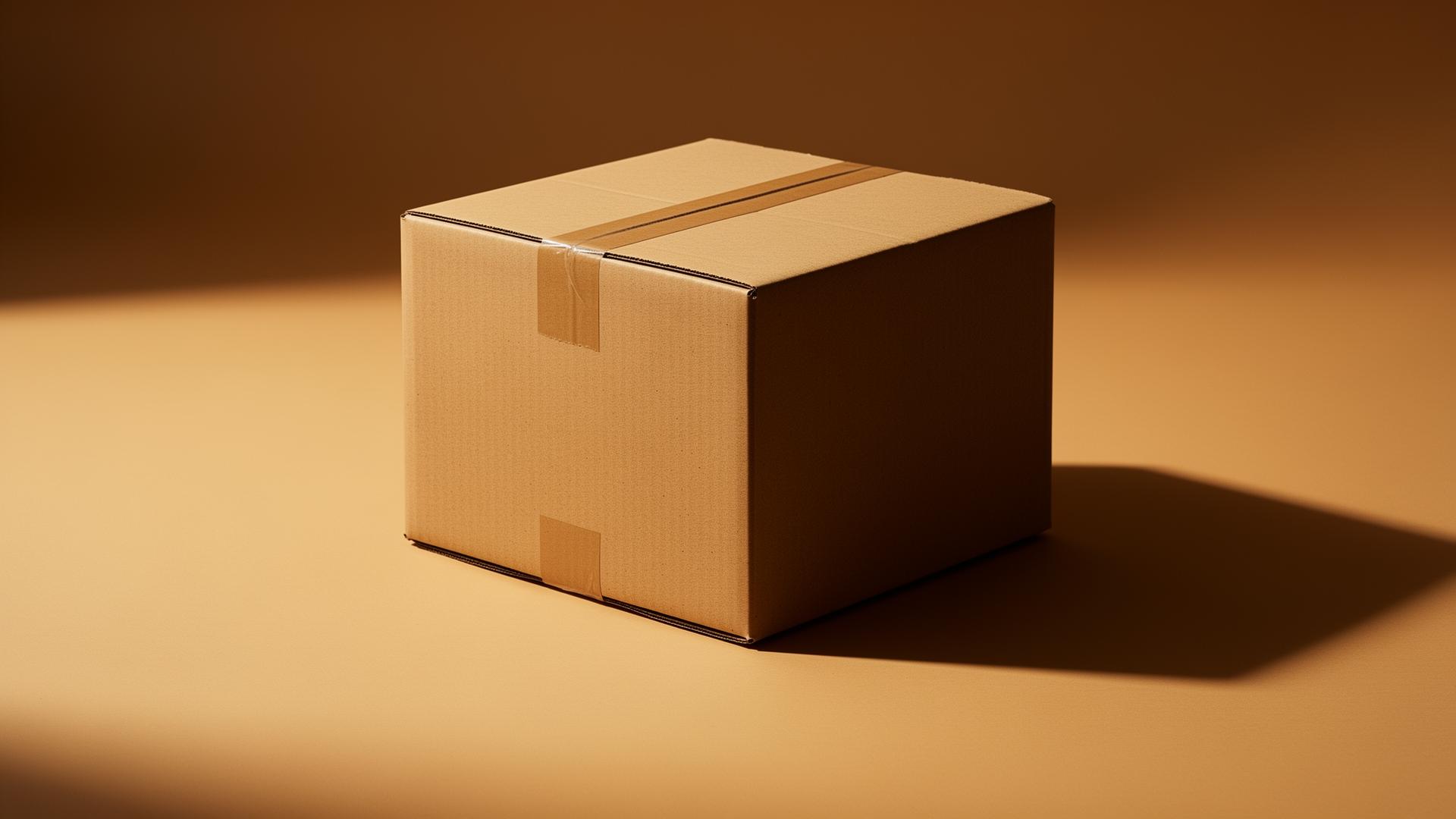 Caja de envío sobre fondo cálido representando el modelo FBA